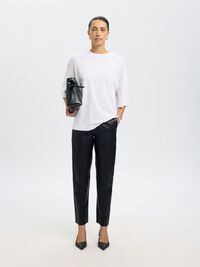 FUSELÉ PANTALON EN CUIR, Black, highres