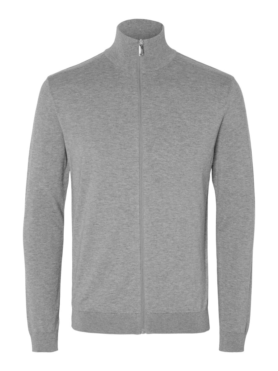 Selected ZIP-UP CARDIGAN, Medium Grey Melange, highres - 16074688_MediumGreyMelange_001.jpg