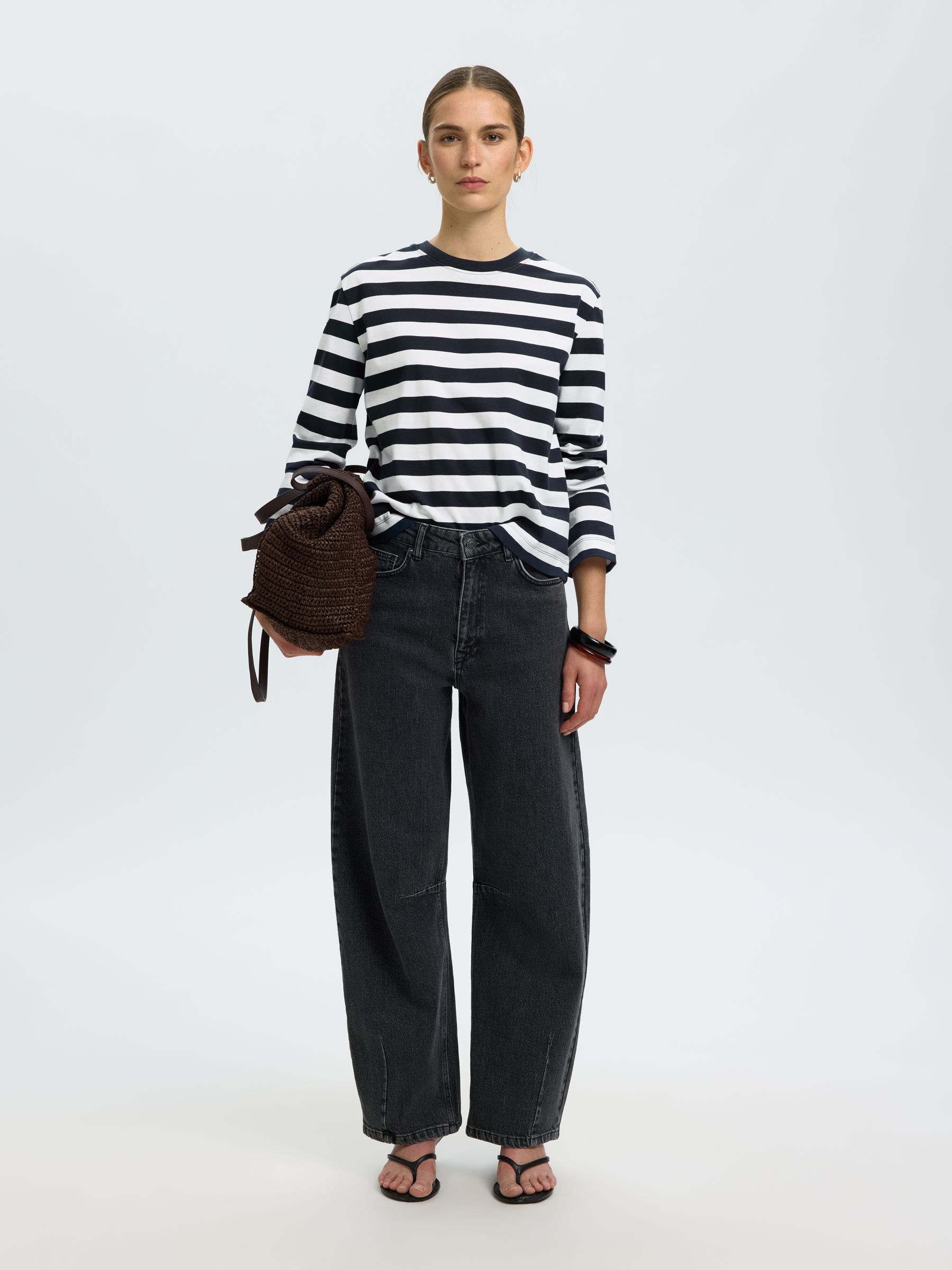 STRIPETE LANGERMET T-SKJORTE, Dark Sapphire, highres