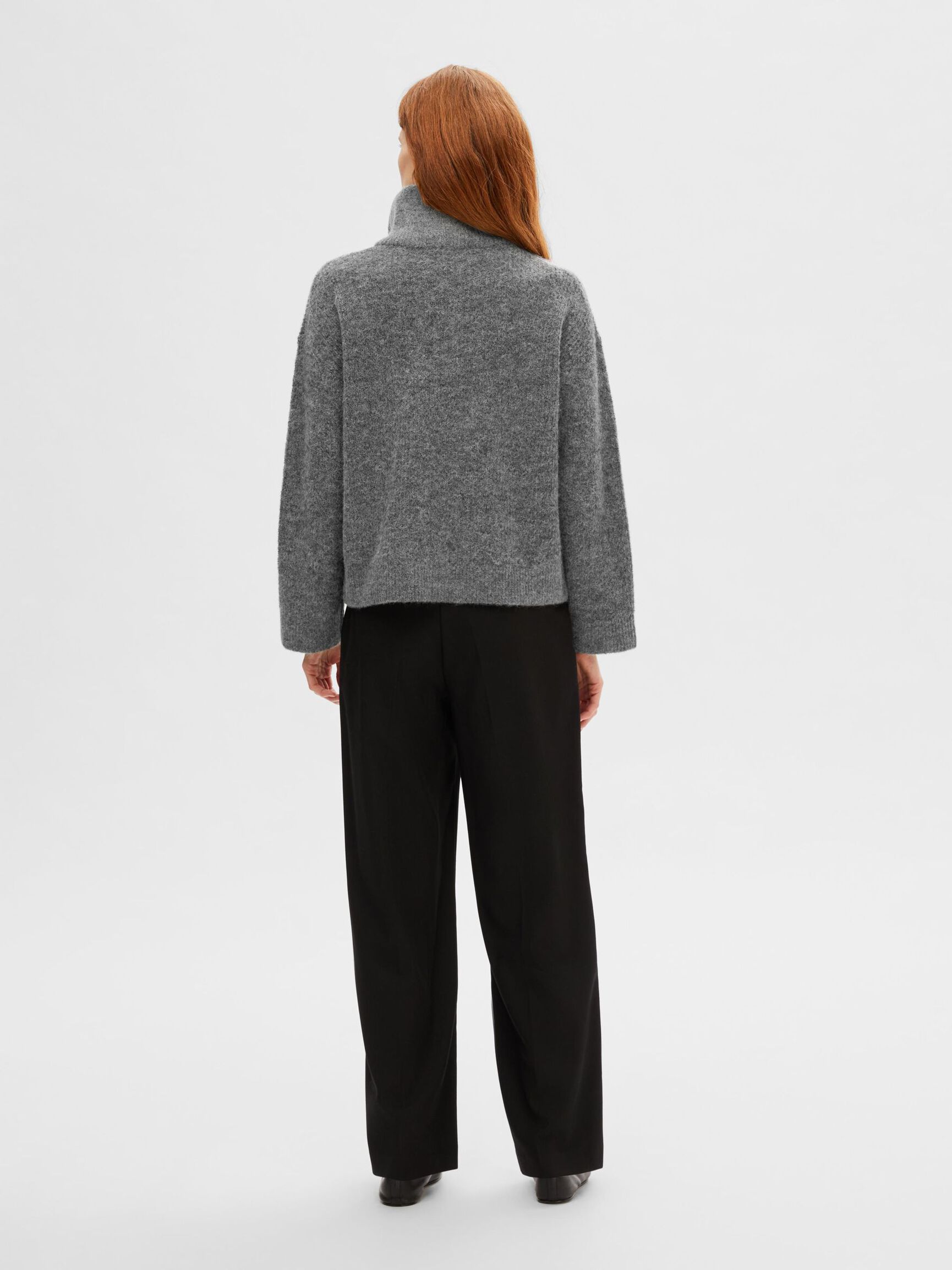 HALVE RITS WOLMIX TRUI, Medium Grey Melange, highres