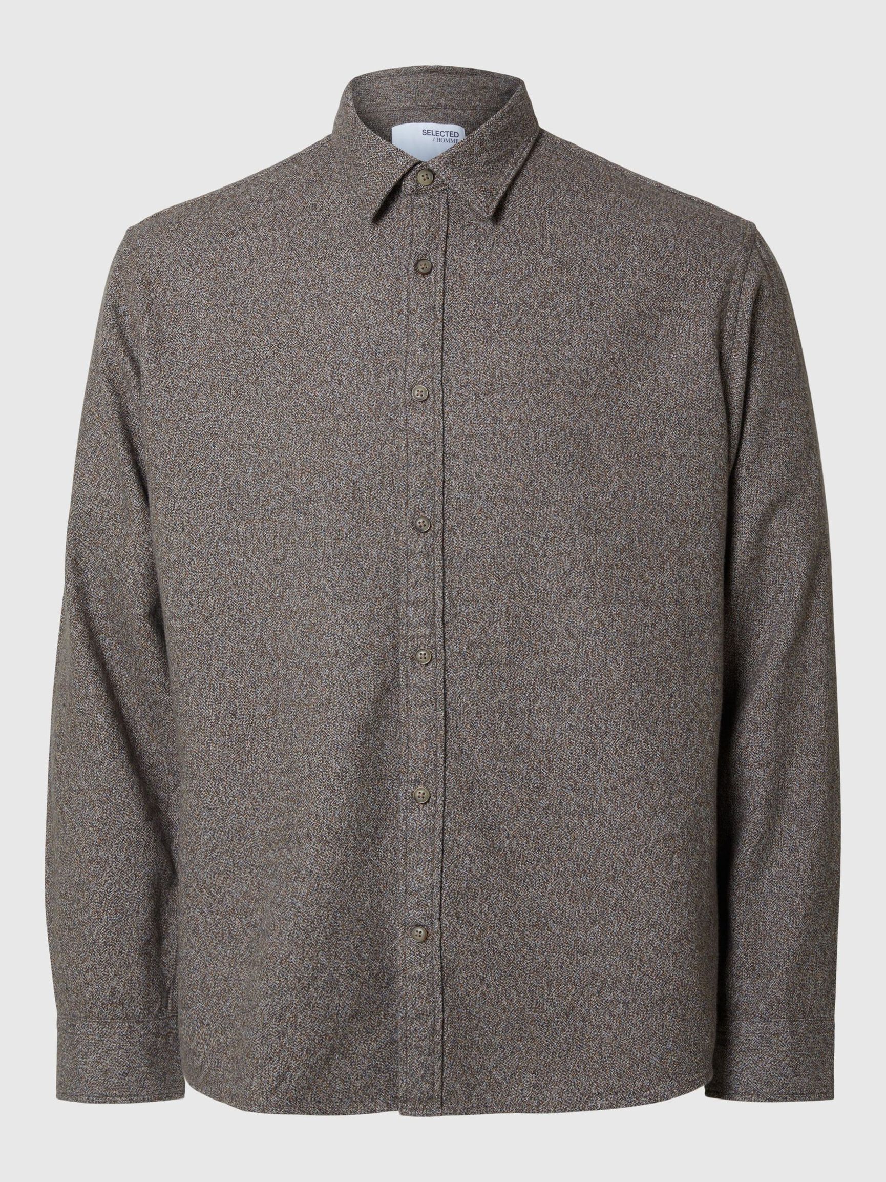 LONG SLEEVED FLANNEL SHIRT, Chocolate Torte, highres