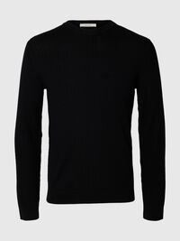 100% MERINOULD STRIKTRØJE, Black, highres