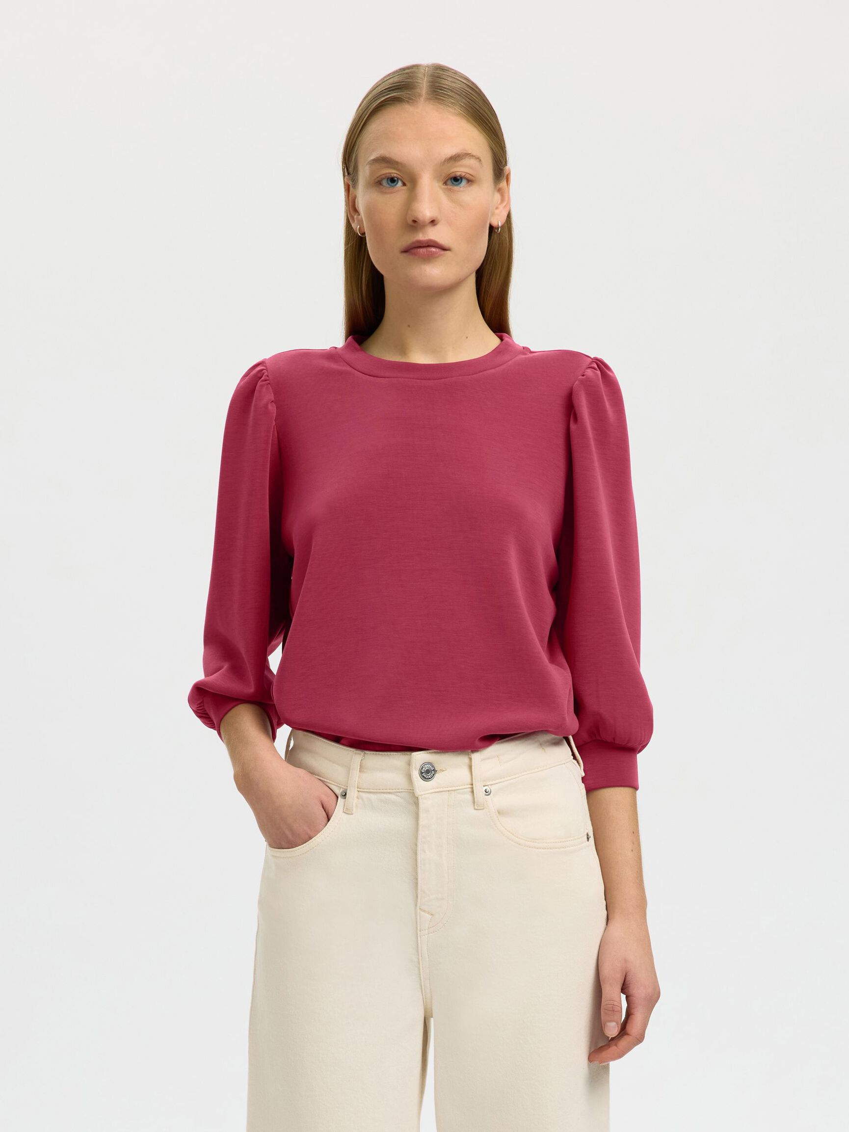 PUFF SLEEVE SWEATSHIRT, Anemone, highres