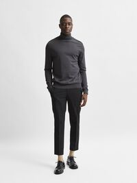 LONG-SLEEVED ROLL NECK PULLOVER, Antracit, highres