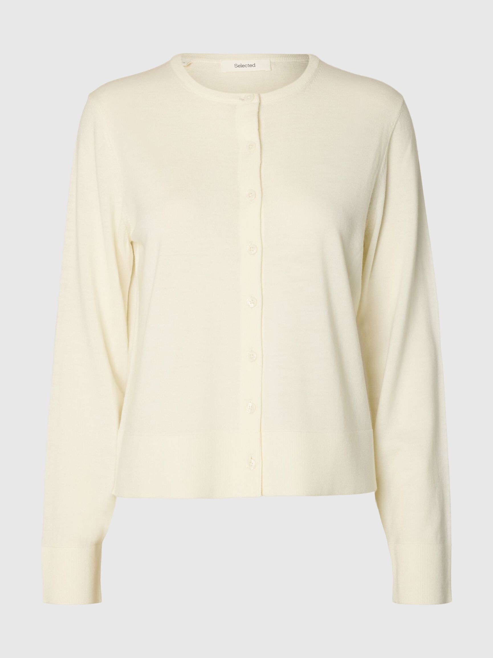 100% MERINO WOOL KNITTED CARDIGAN, Egret, highres