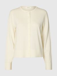 100% MERINO WOOL KNITTED CARDIGAN, Egret, highres