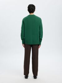 CASHMERE BLEND KNITTED PULLOVER, Dark Green, highres