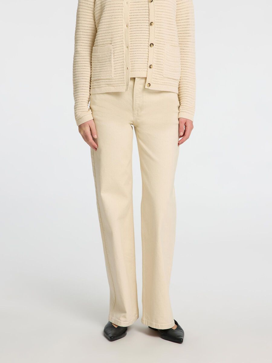 Selected TAILLE HAUTE JEAN À COUPE AMPLE, Ecru, highres - 16096332_Ecru_003.jpg