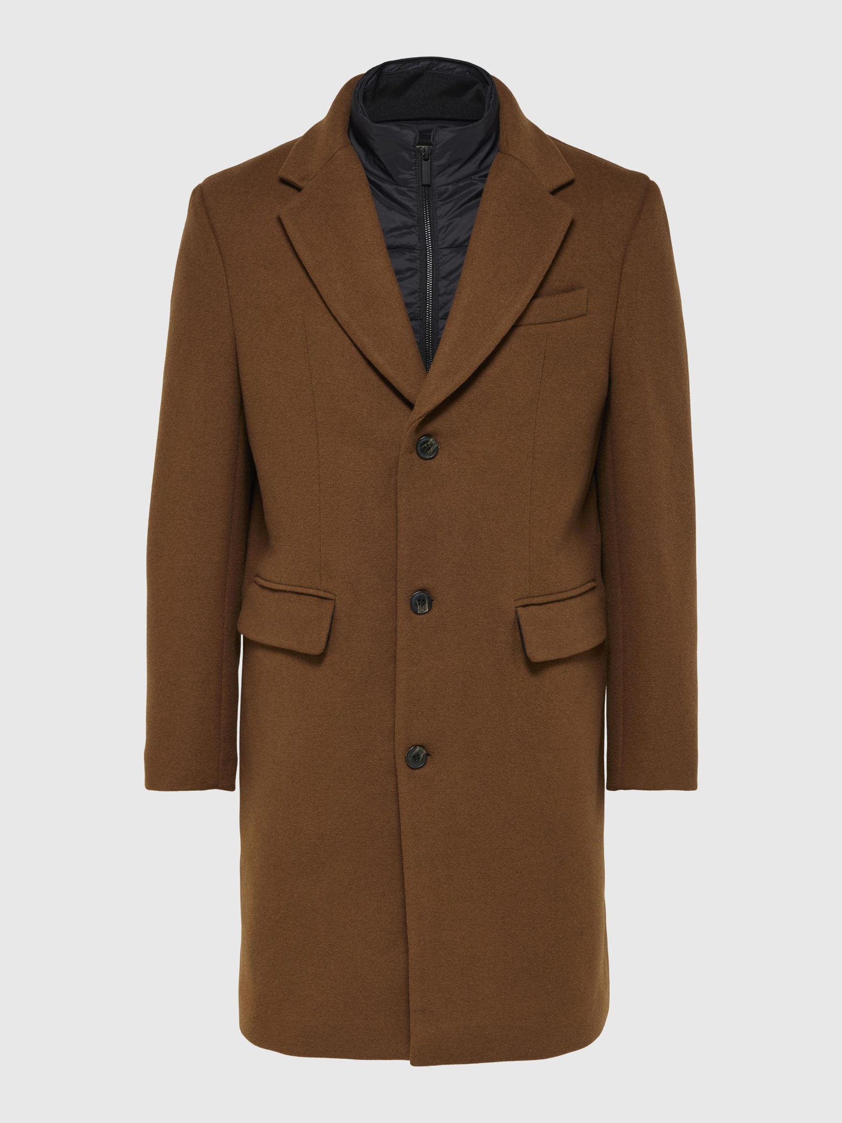 WOOL BLEND 2-IN-1 COAT, Camel, highres
