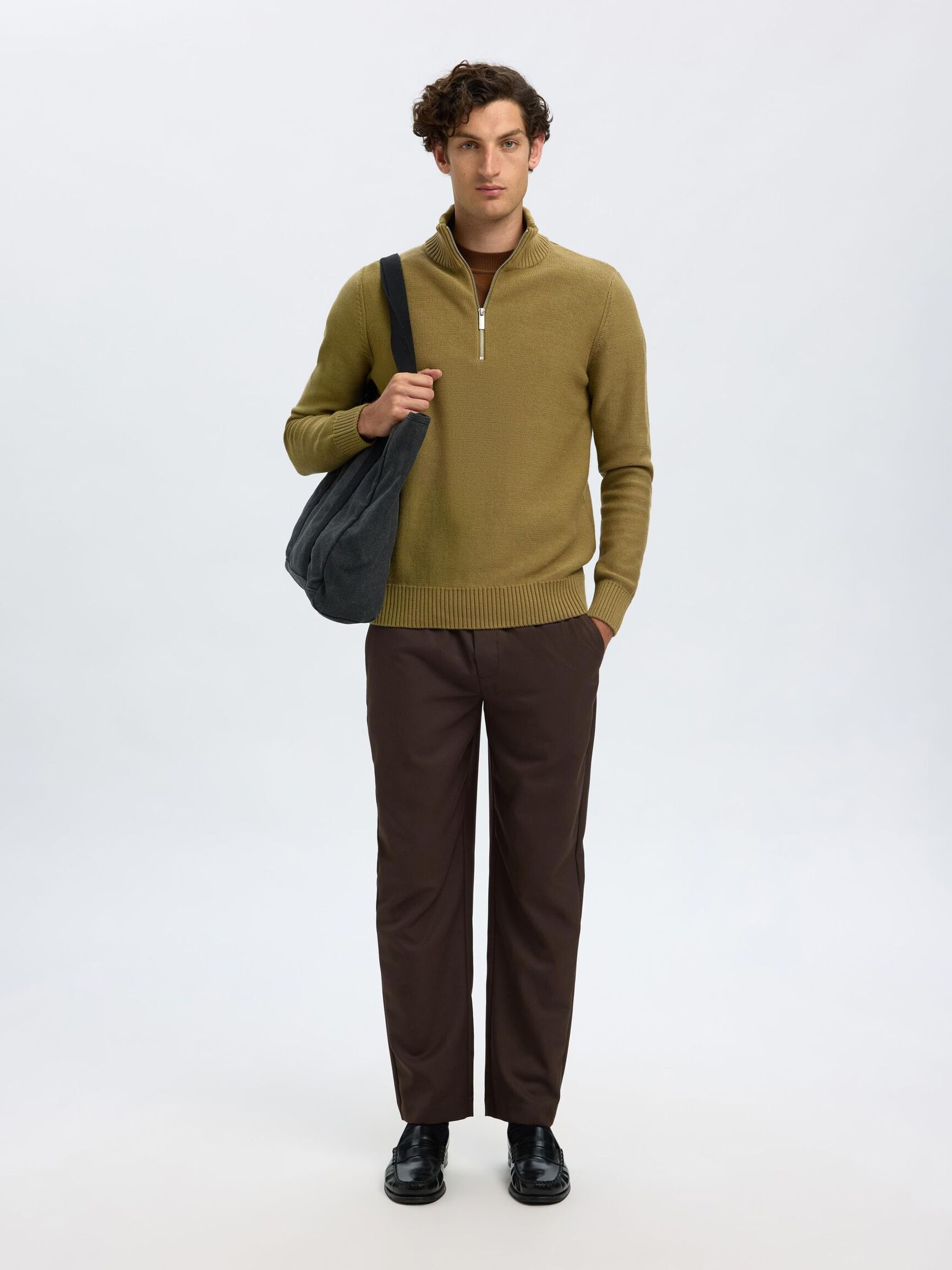 HALF-ZIP PULLOVER, Dried Herb, highres