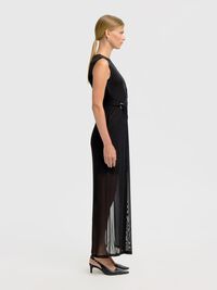 MESH MAXI JURK, Black, highres