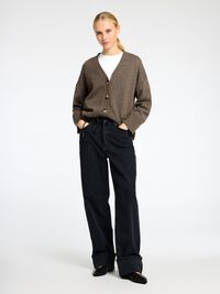 ULDBLANDING STRIKKET CARDIGAN, Morel, highres