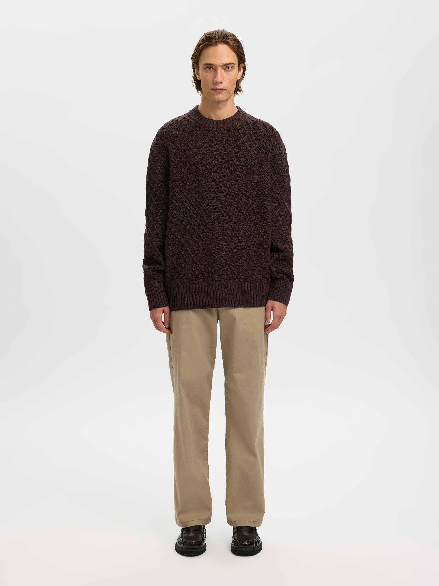 TEJIDO TEXTURIZADO JERSEY DE CUELLO REDONDO, Chocolate Torte, highres