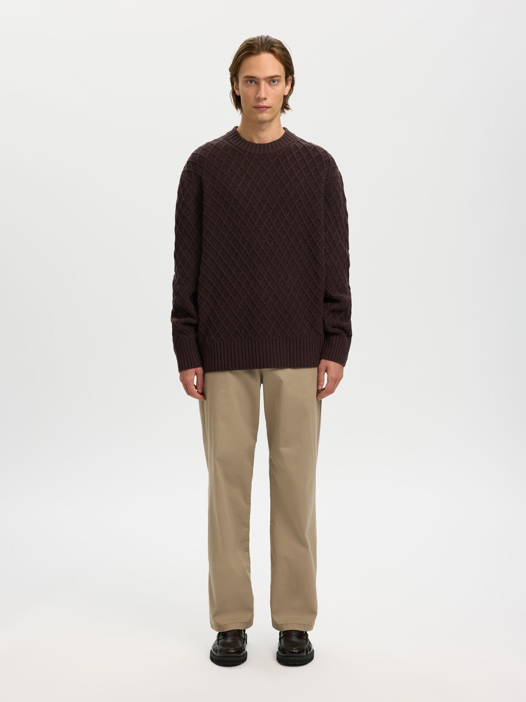 TEJIDO TEXTURIZADO JERSEY DE CUELLO REDONDO, Chocolate Torte, highres