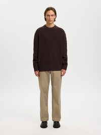 TEJIDO TEXTURIZADO JERSEY DE CUELLO REDONDO, Chocolate Torte, highres