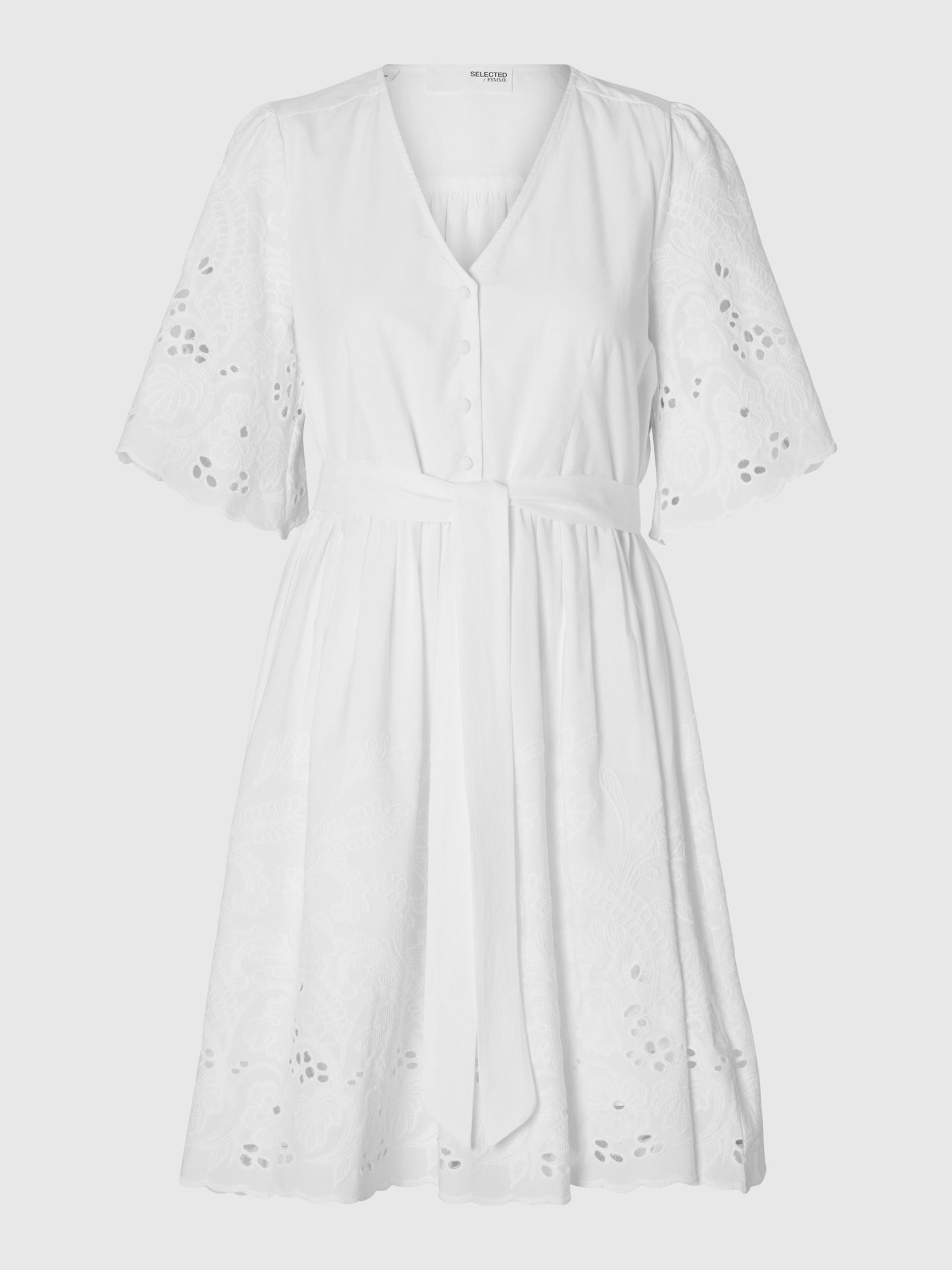 EMBROIDERED MINI DRESS, Bright White, highres