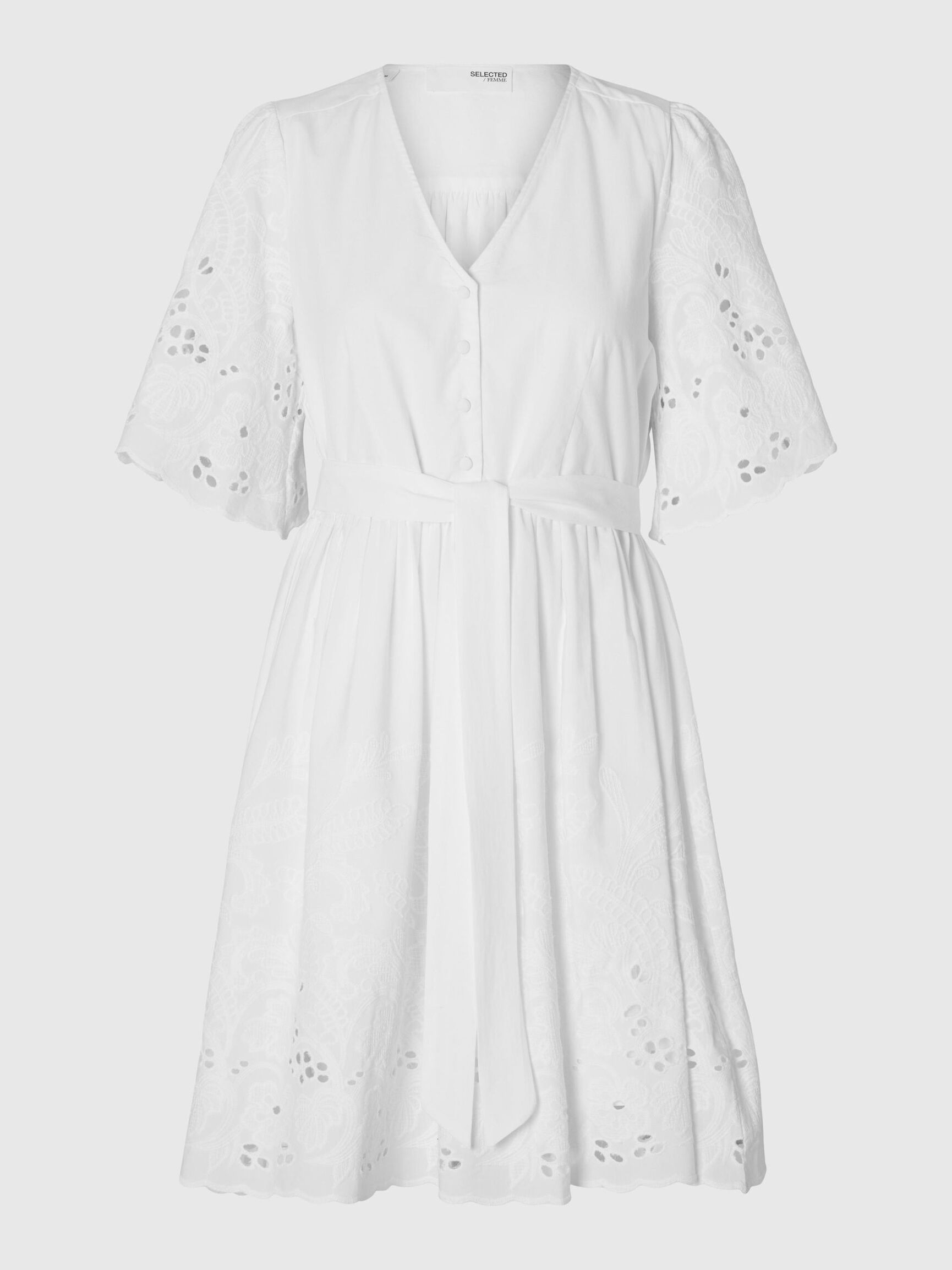 BRODERT MINIKJOLE, Bright White, highres