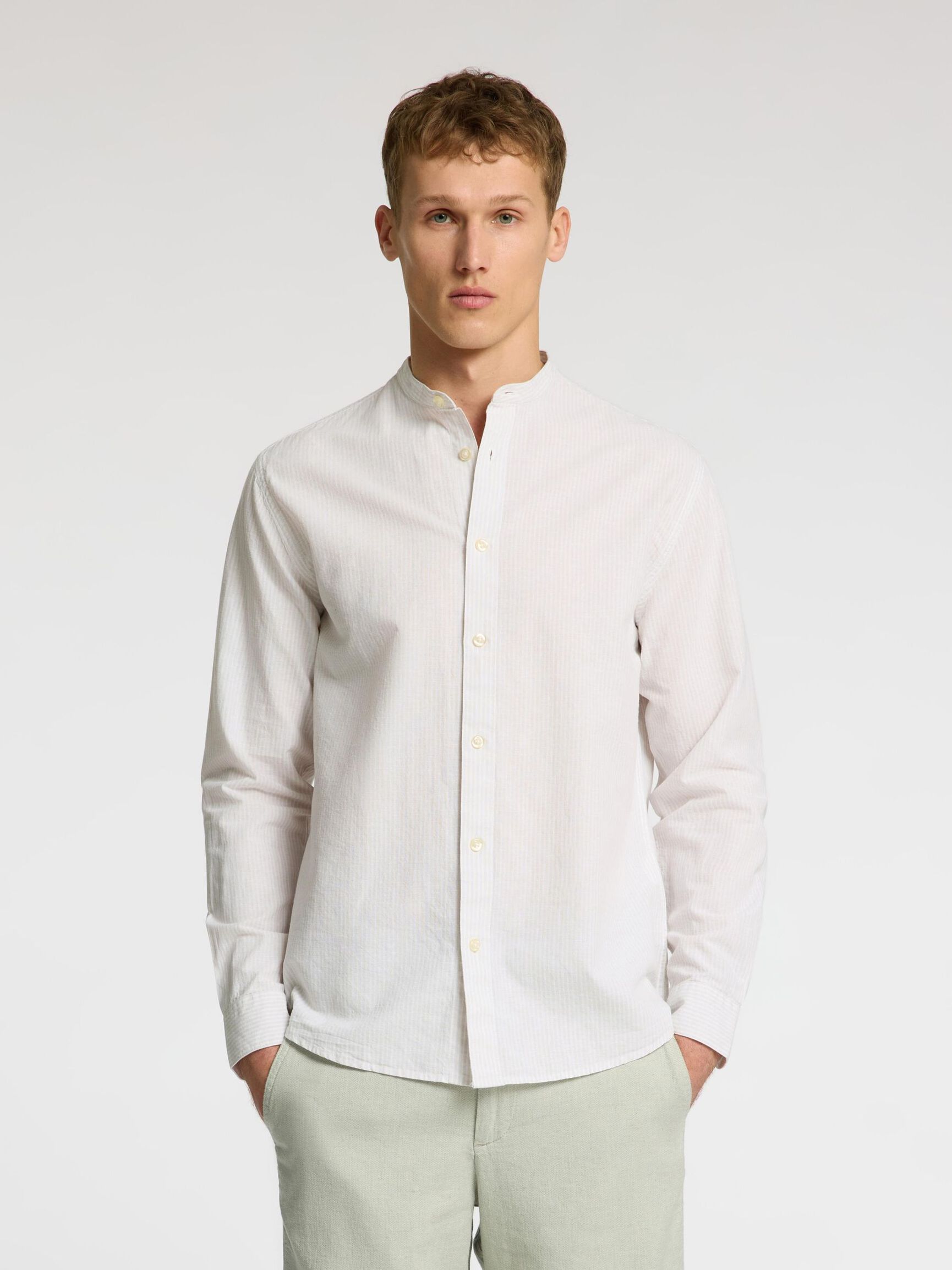 LONG-SLEEVED LINEN BLEND SHIRT, Pure Cashmere, highres