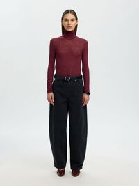 MERINO WOOL TURTLENECK, Tawny Port, highres