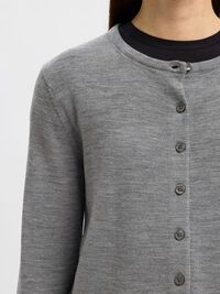 100% MERINOULD STRIKKET CARDIGAN, Medium Grey Melange, highres