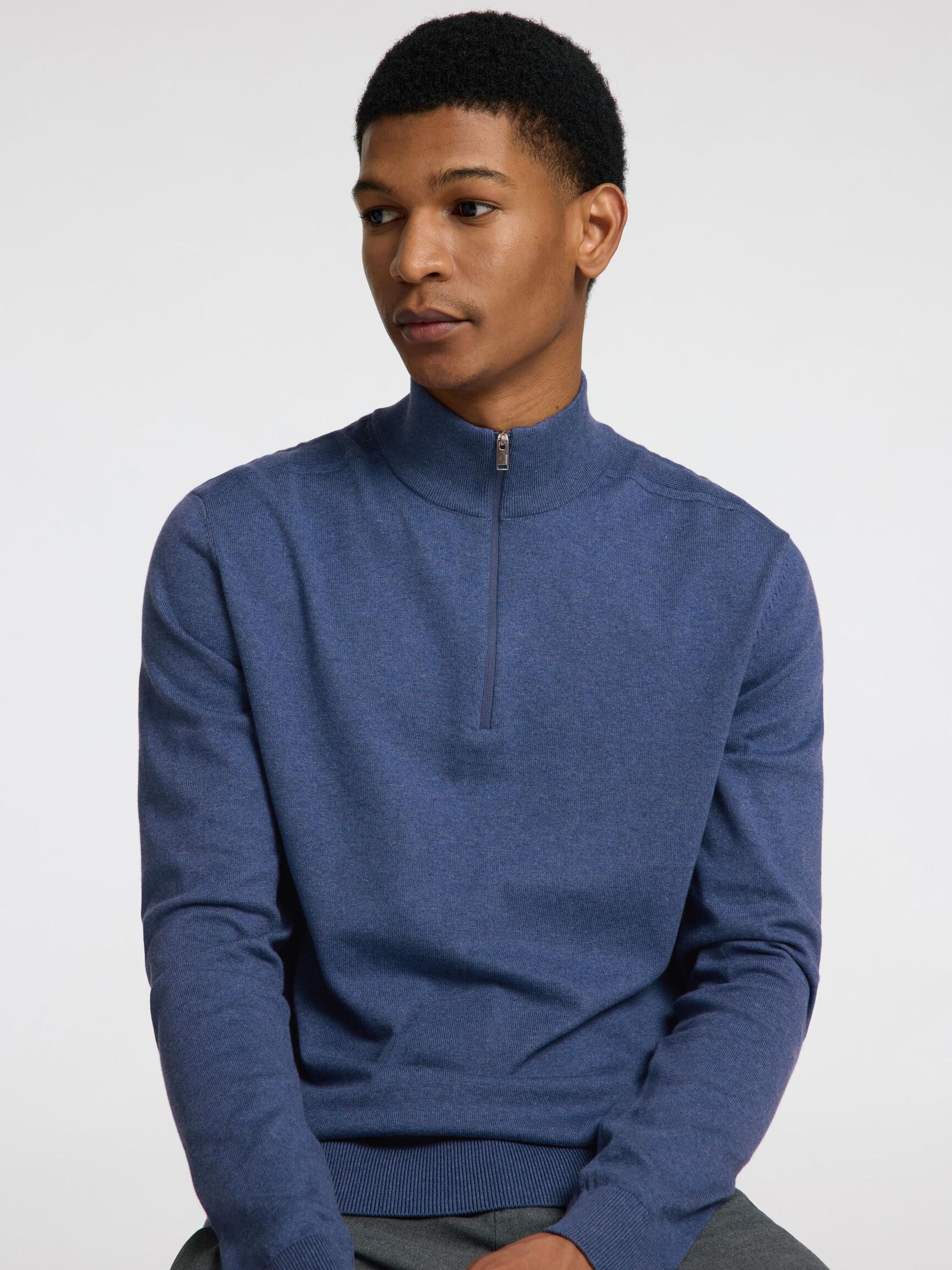 HALF-ZIP KNITTED JUMPER, Oceana, highres