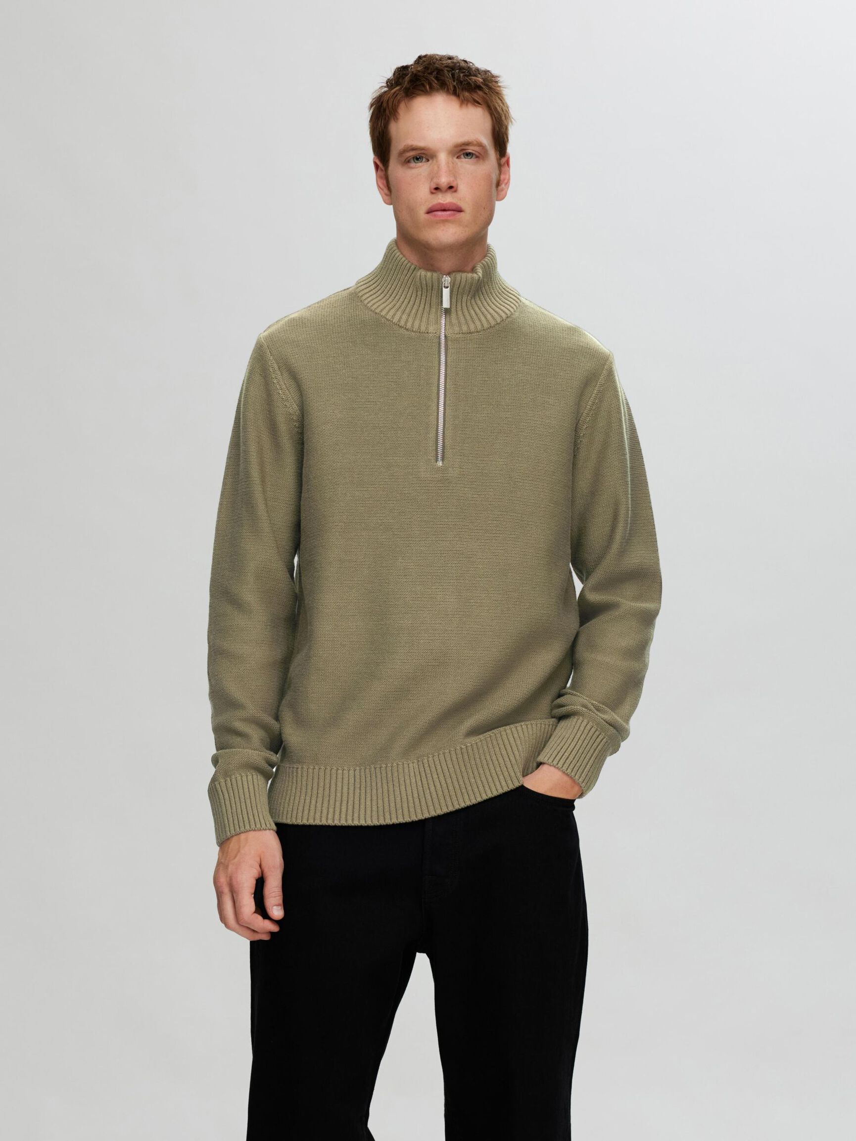 HALF-ZIP PULLOVER, Kalamata, highres