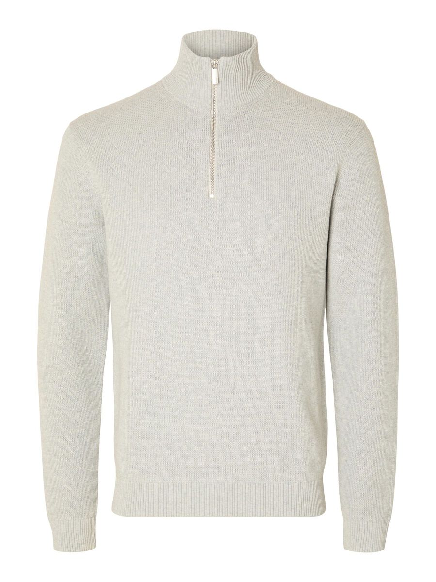 Selected HALF-ZIP PULLOVER, Light Grey Melange, highres - 16092601_LightGreyMelange_001.jpg