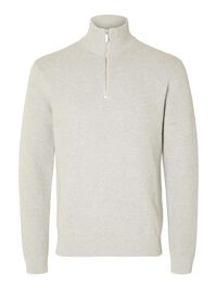 HALVE RITSSLUITING SWEATER, Light Grey Melange, highres