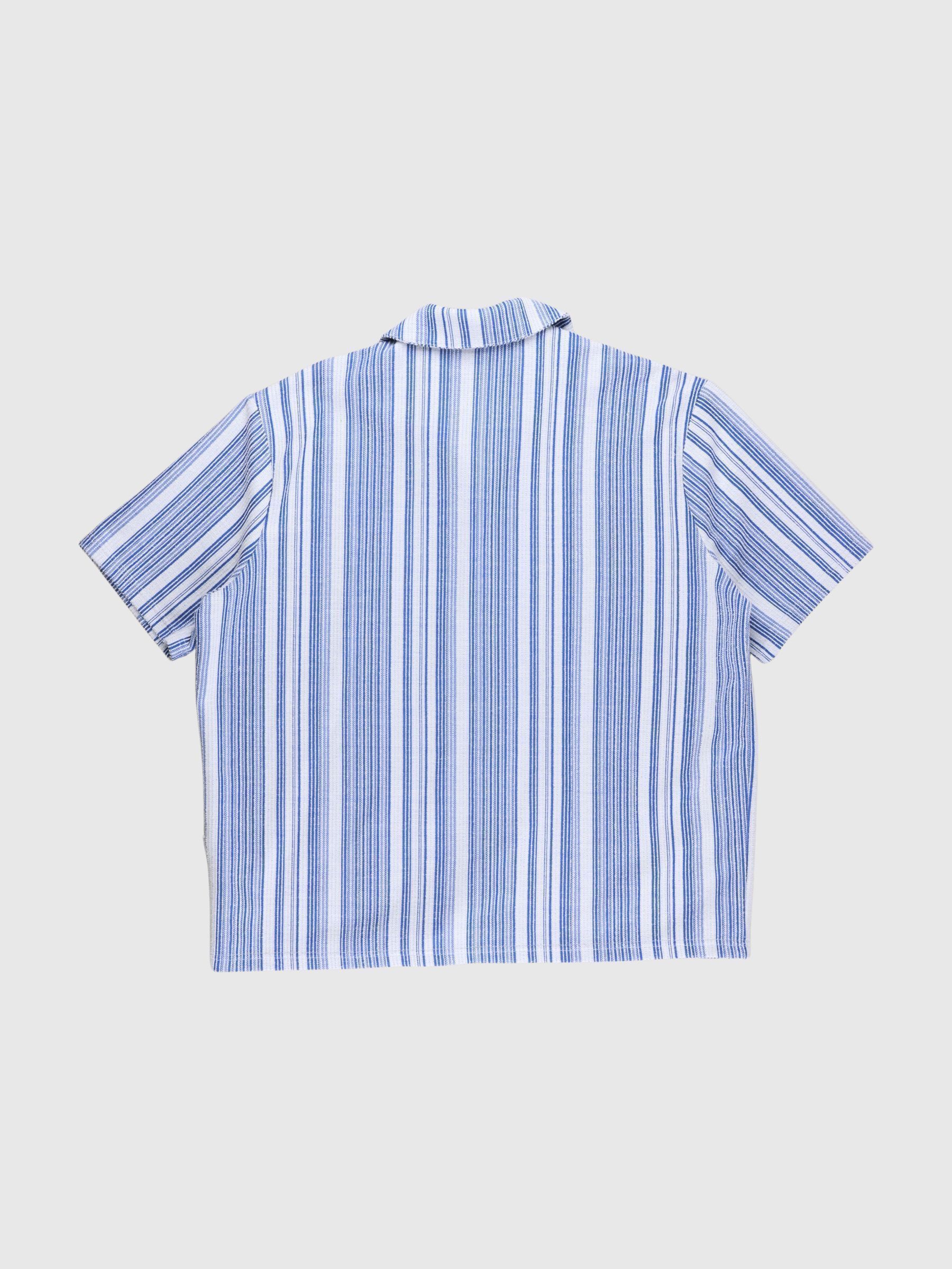 STRIPED SHORT SLEEVED SHIRT, Nautical Blue, highres