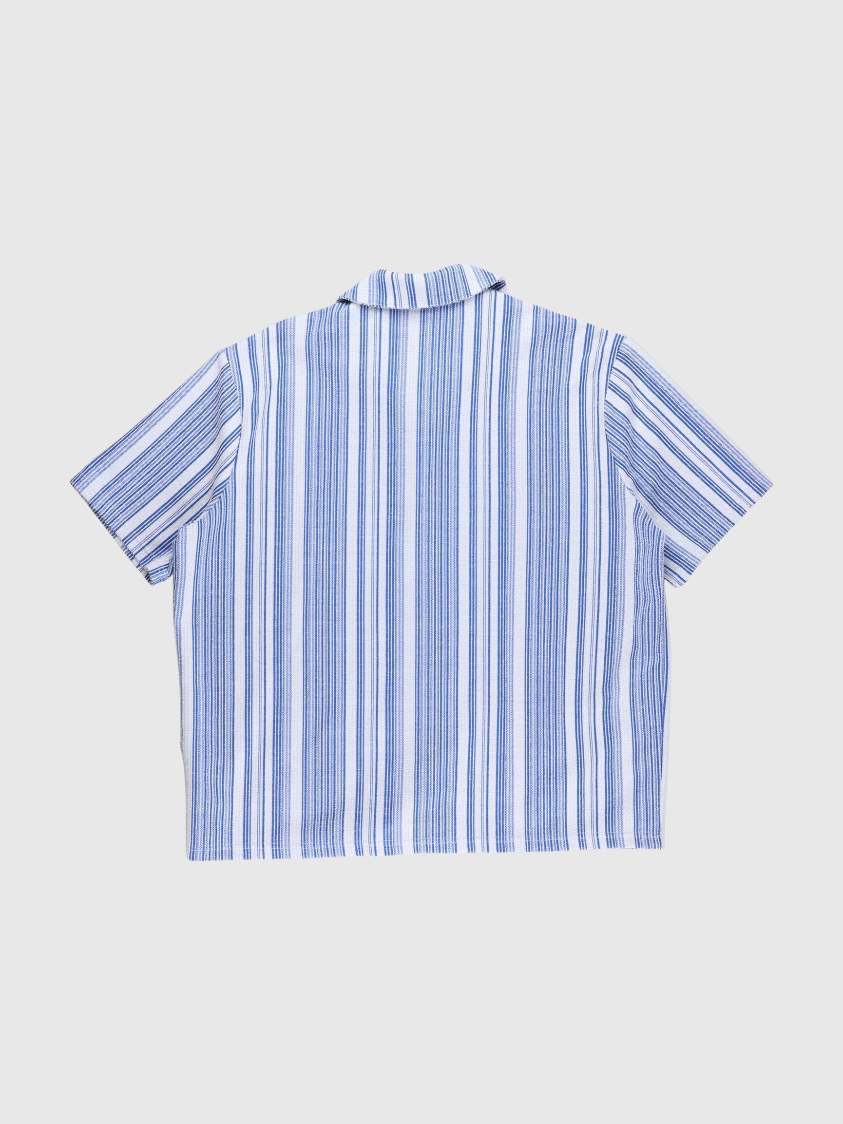 STRIPED SHORT SLEEVED SHIRT, Nautical Blue, highres