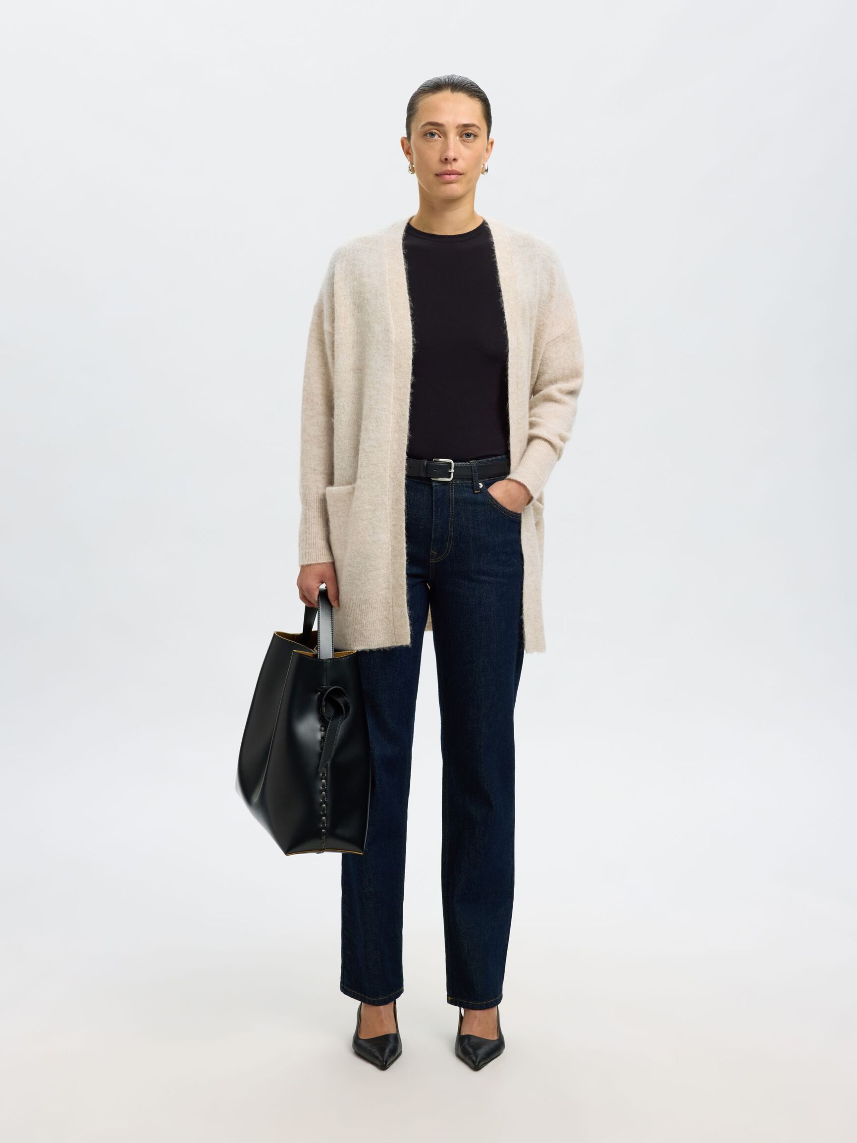 LANG GEBREID VEST, Birch, highres
