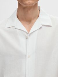 LIN MÉLANGÉ CHEMISE À MANCHES COURTES, Bright White, highres