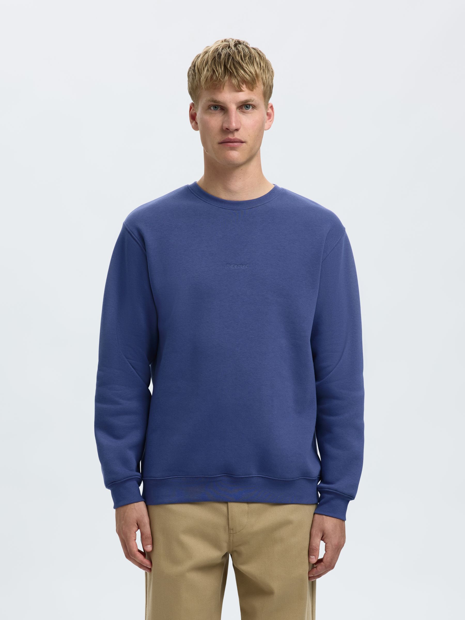 EMBROIDERED SWEATSHIRT, Blue Indigo, highres