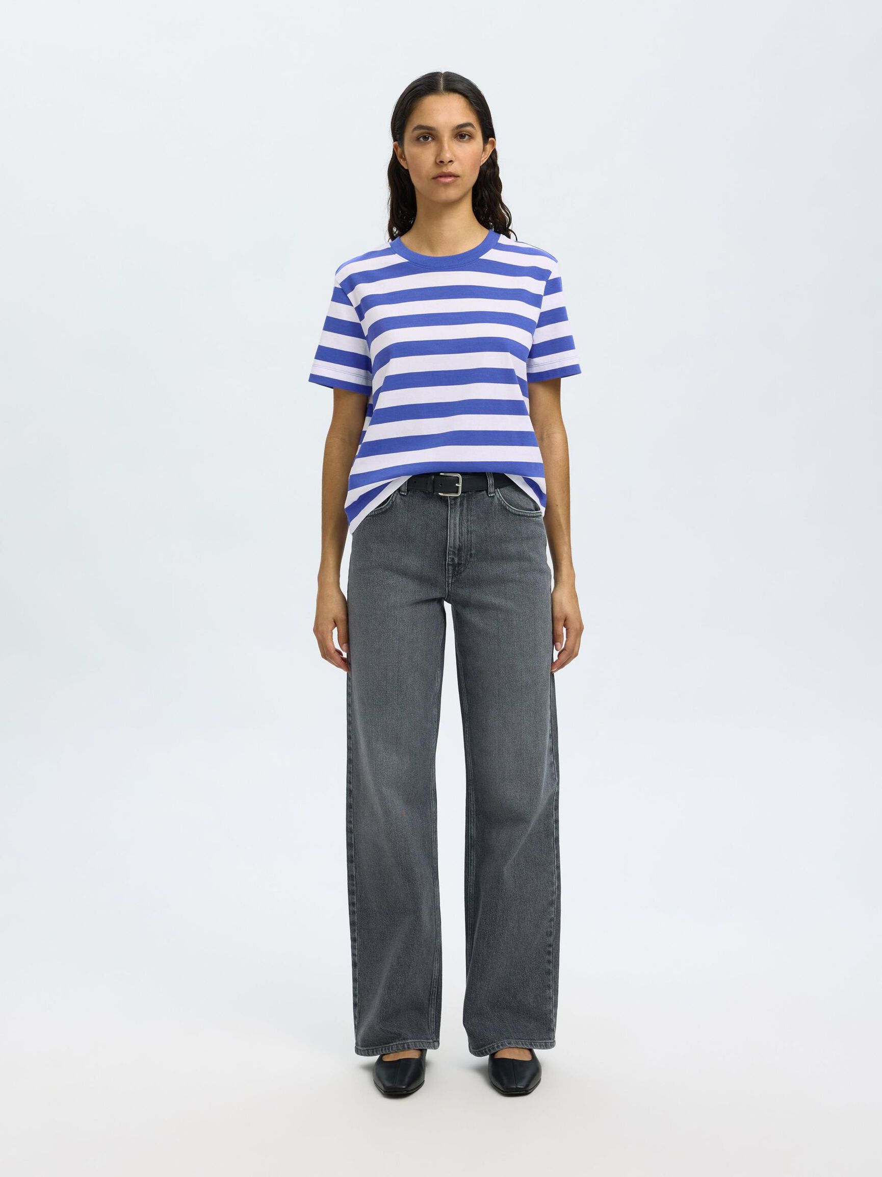 STRIPED BOXY FIT T-SHIRT, Dazzling Blue, highres