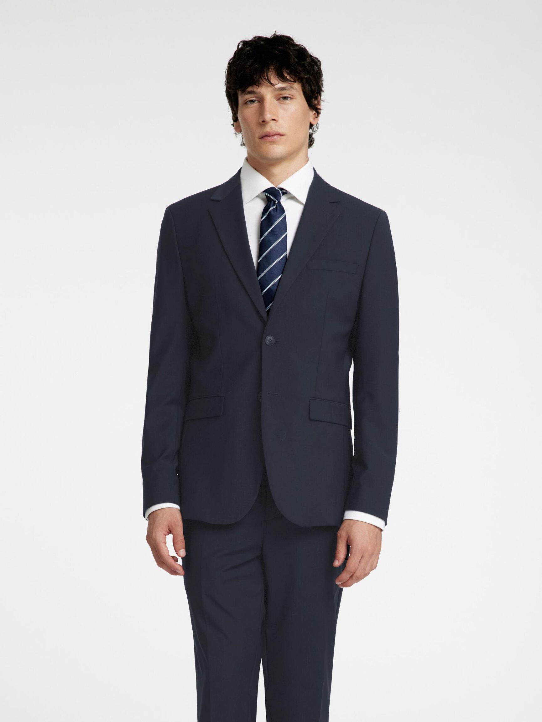 SLIM FIT WOLLGEMISCH BLAZER, Sky Captain, highres