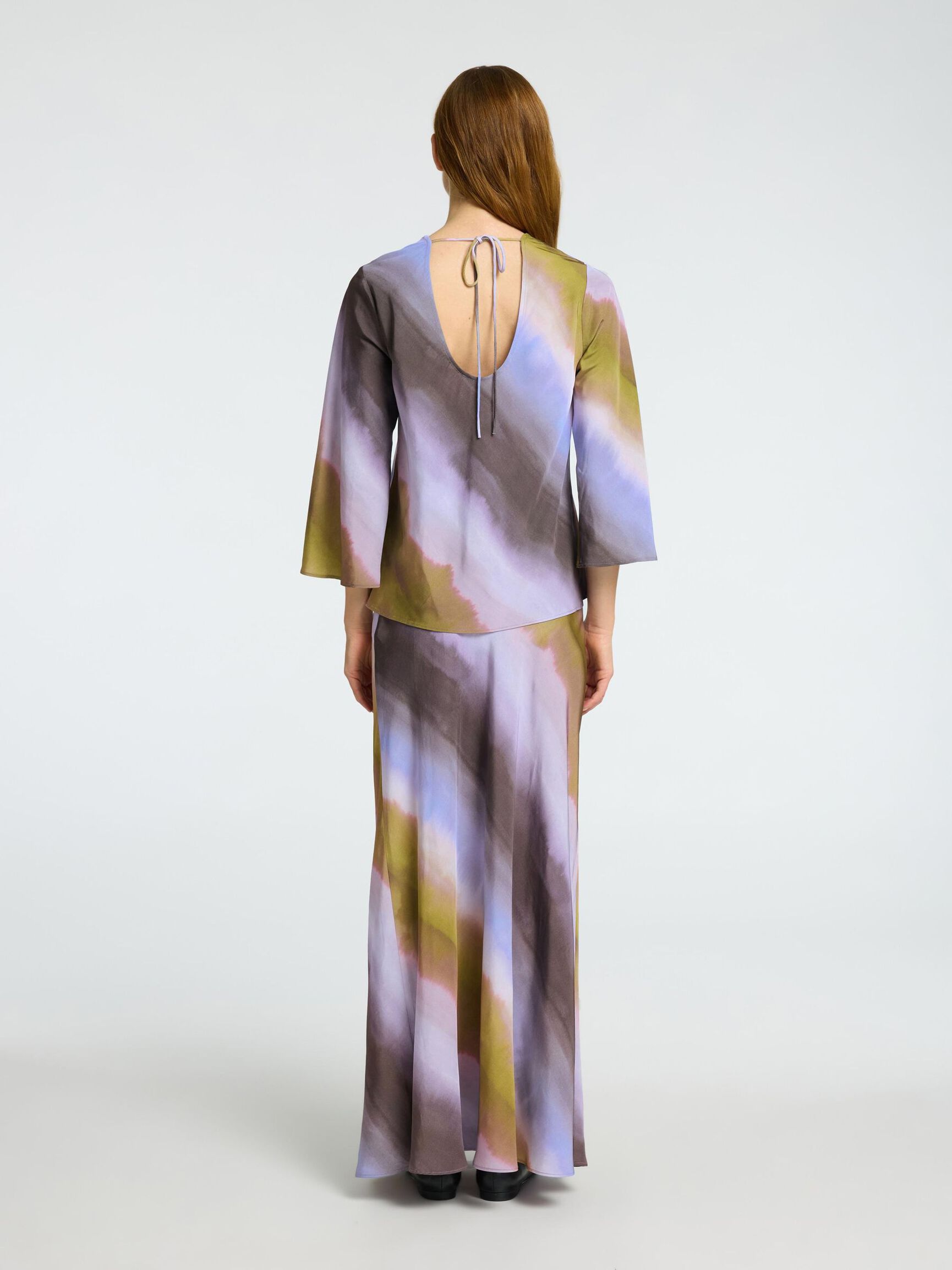 PRINTED VISCOSE MAXI SKIRT, Cornflower Blue, highres