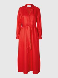 LEINENMIX MAXI BLUSENKLEID, Flame Scarlet, highres