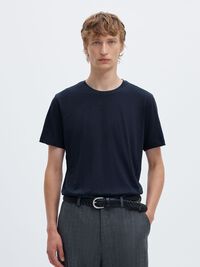COTTON SLUB T-SHIRT, Navy Blazer, highres