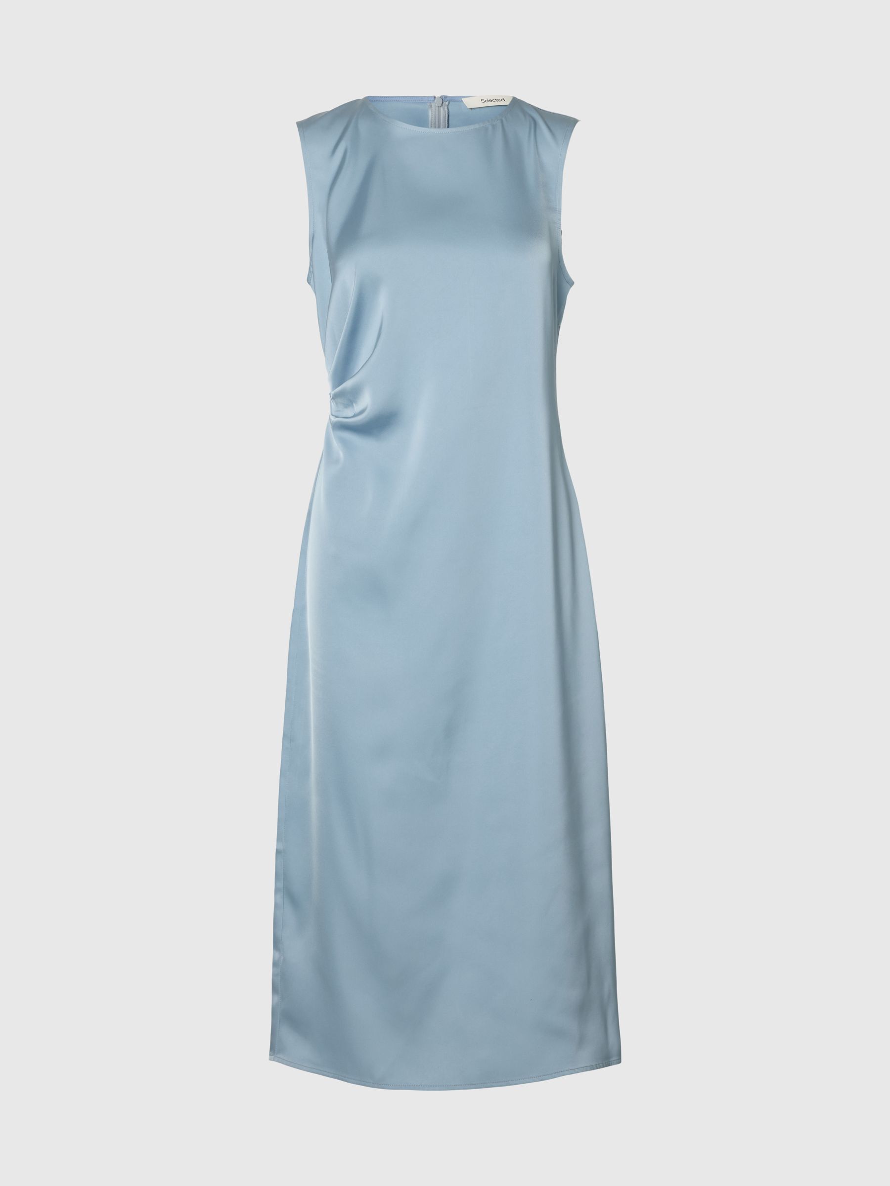 SATIJN MAXI-JURK, Dusty Blue, highres