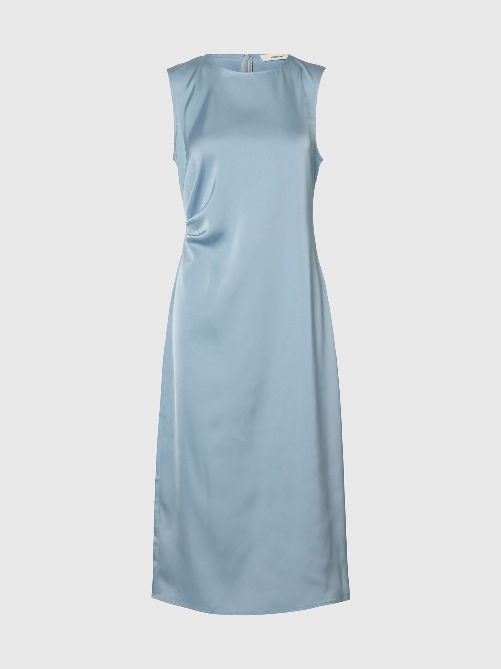 SATIJN MAXI-JURK, Dusty Blue, highres
