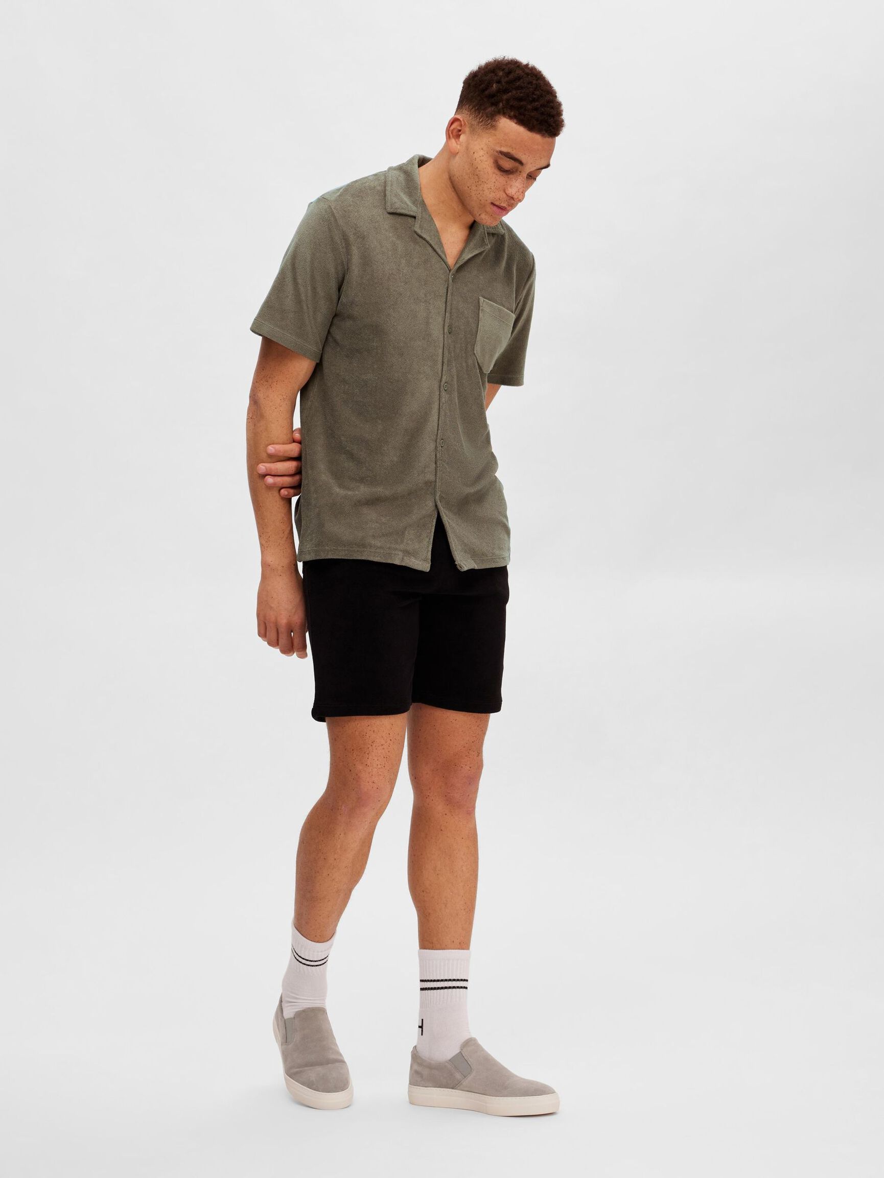 FROTTÉ SKJORTE, Vetiver, highres