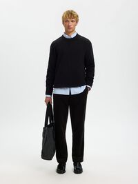 CORDUROY REGULAR FIT TROUSERS, Black, highres