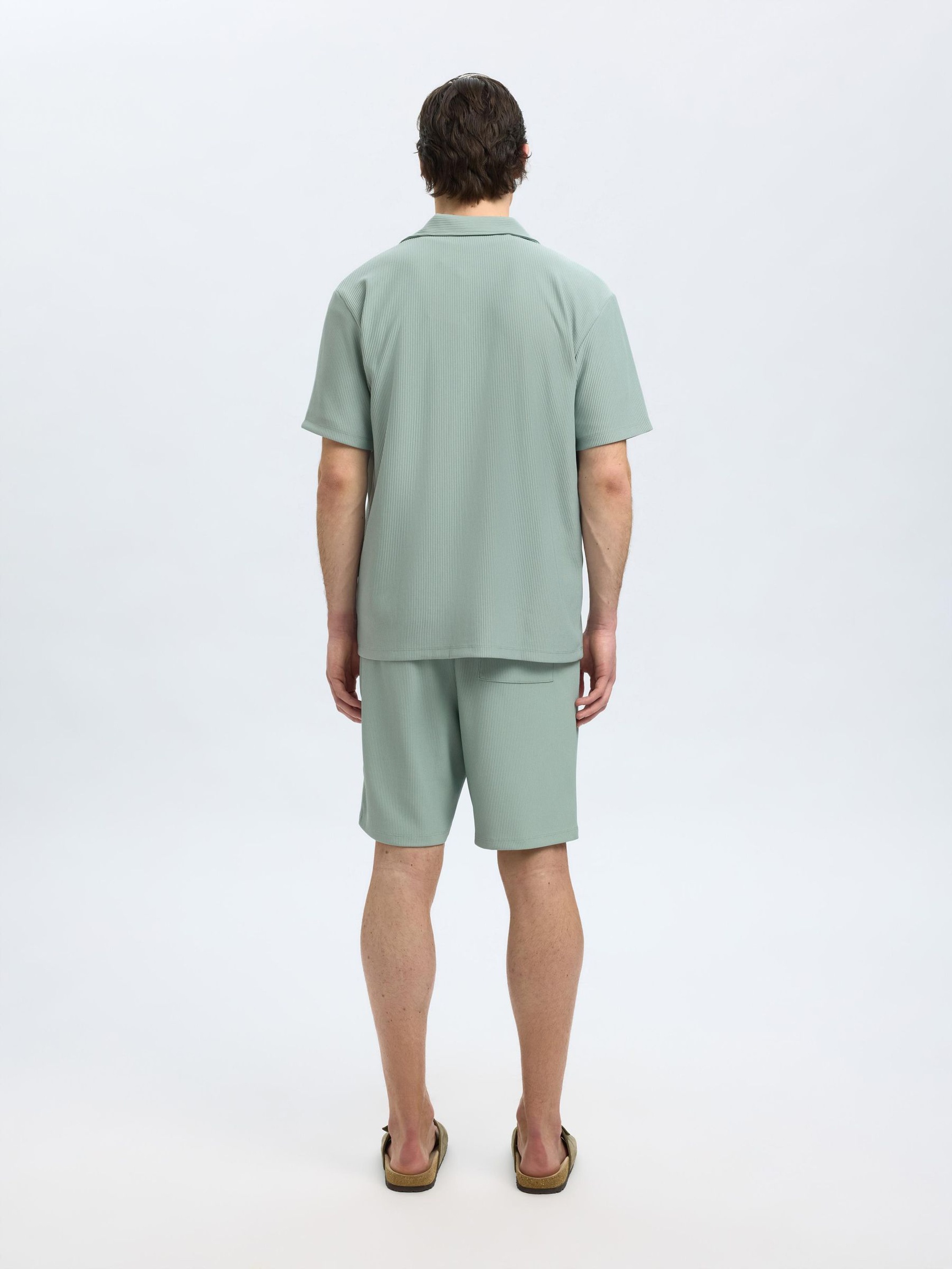 RIBBED CUBAN COLLAR SHORT SLEEVED SHIRT, Iceberg Green, highres