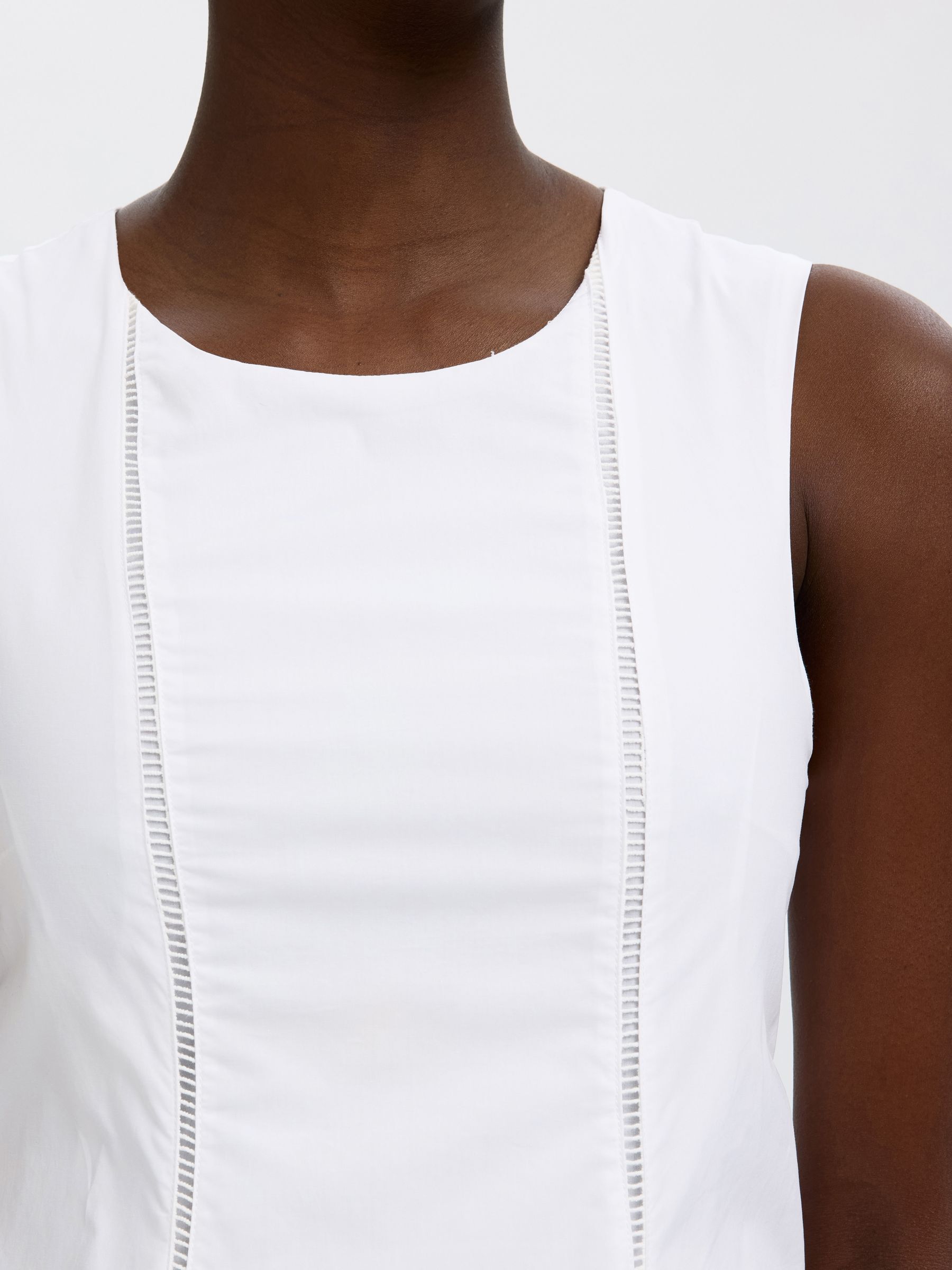 COTTON MIDI DRESS, Bright White, highres