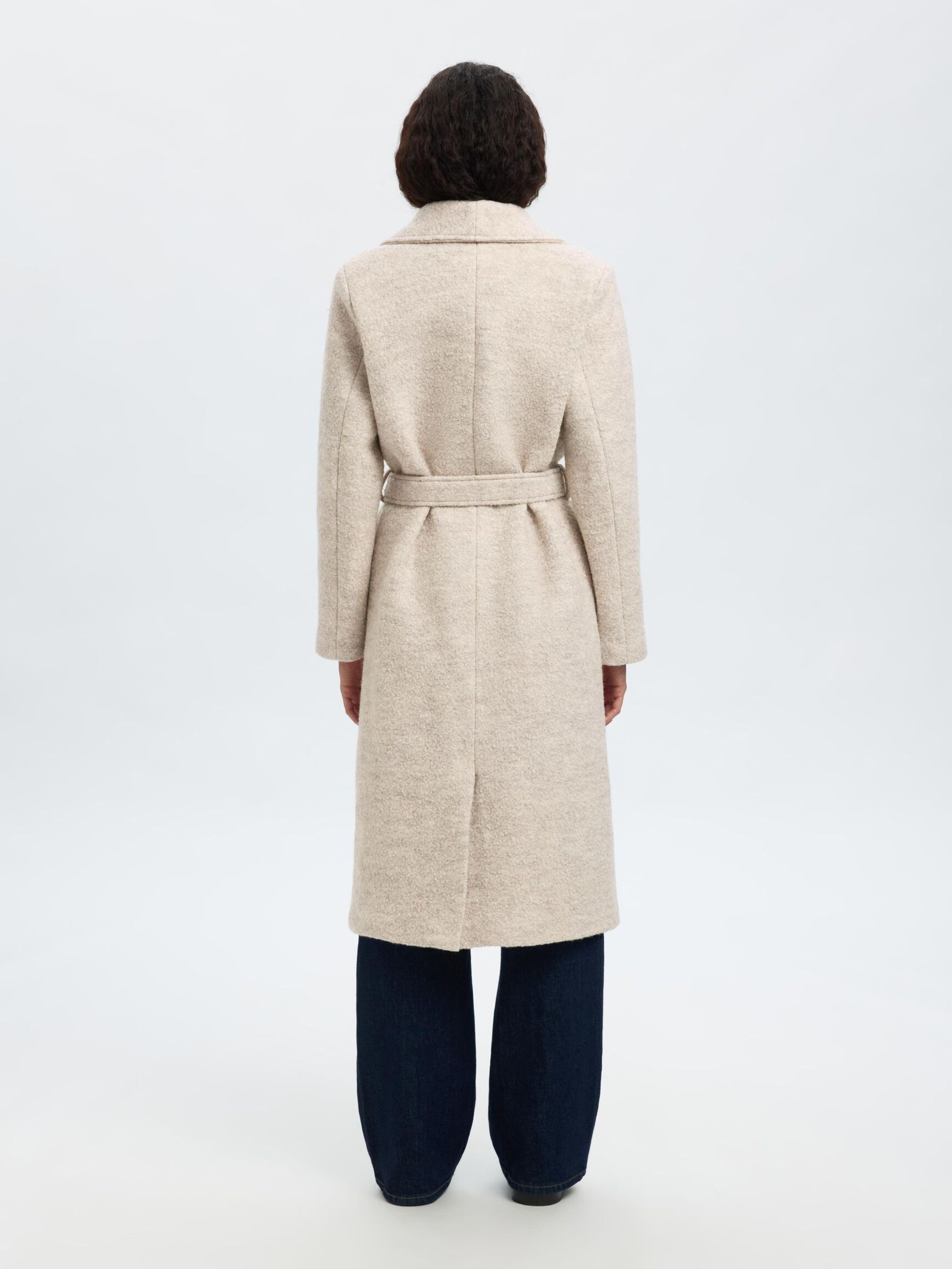WOLLMIX BOUCLÉ LANGER MANTEL, Sandshell, highres