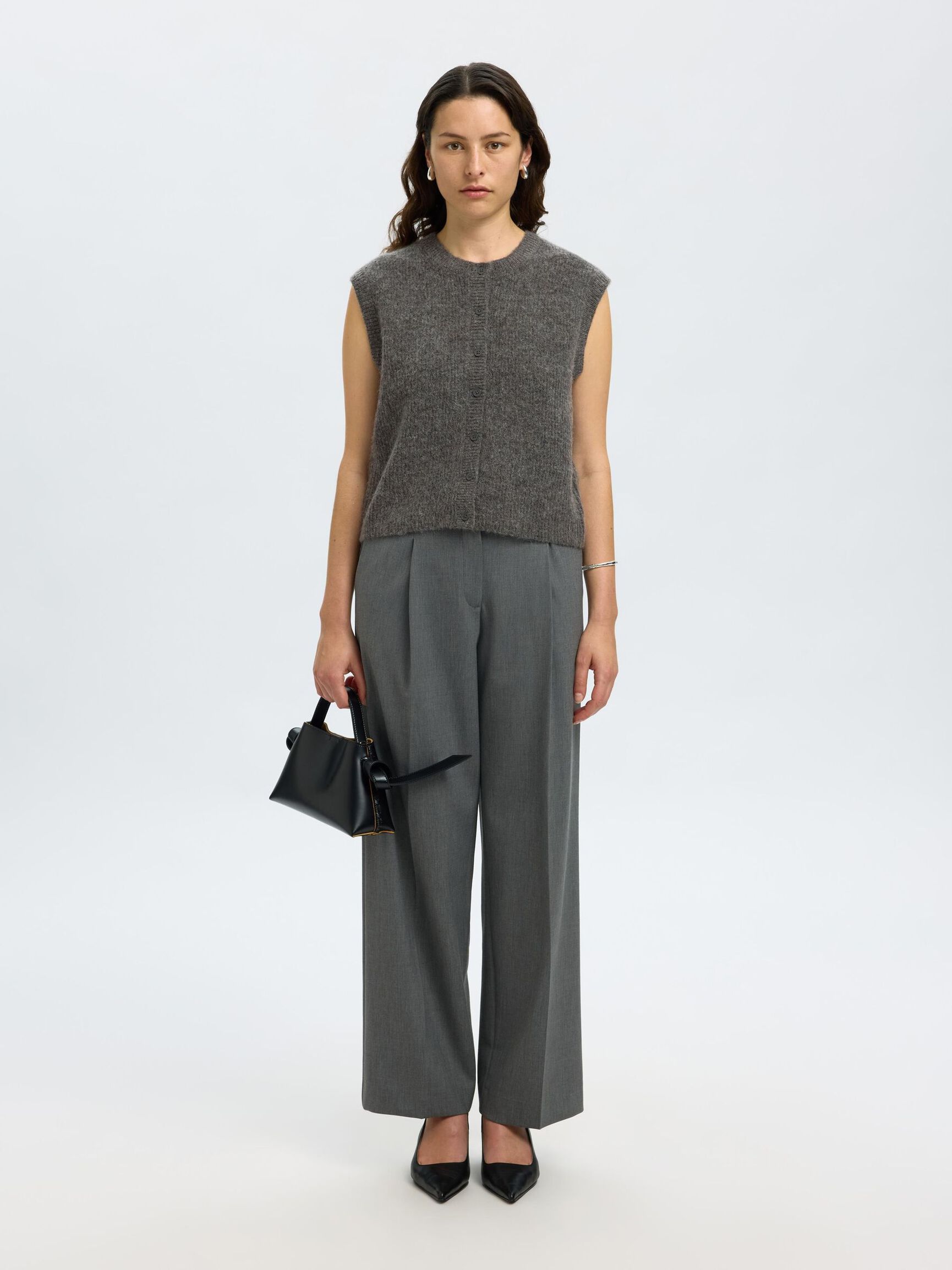 GILET A MAGLIA, Medium Grey Melange, highres