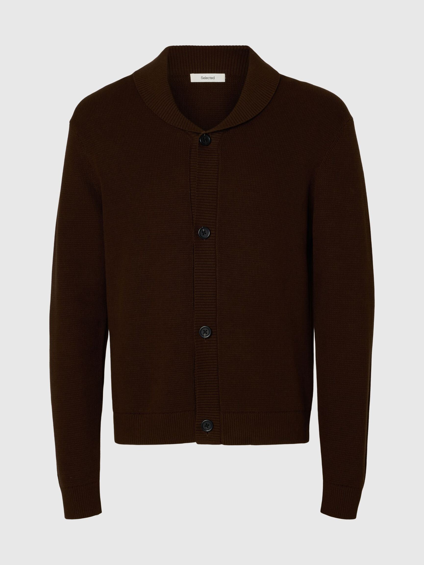 ORGANIC COTTON SHAWL COLLAR CARDIGAN, Demitasse, highres