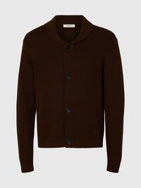 ORGANIC COTTON SHAWL COLLAR CARDIGAN, Demitasse, highres