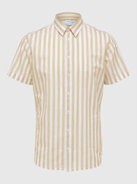 COTTON BLEND SHORT SLEEVED SHIRT, Kelp, highres