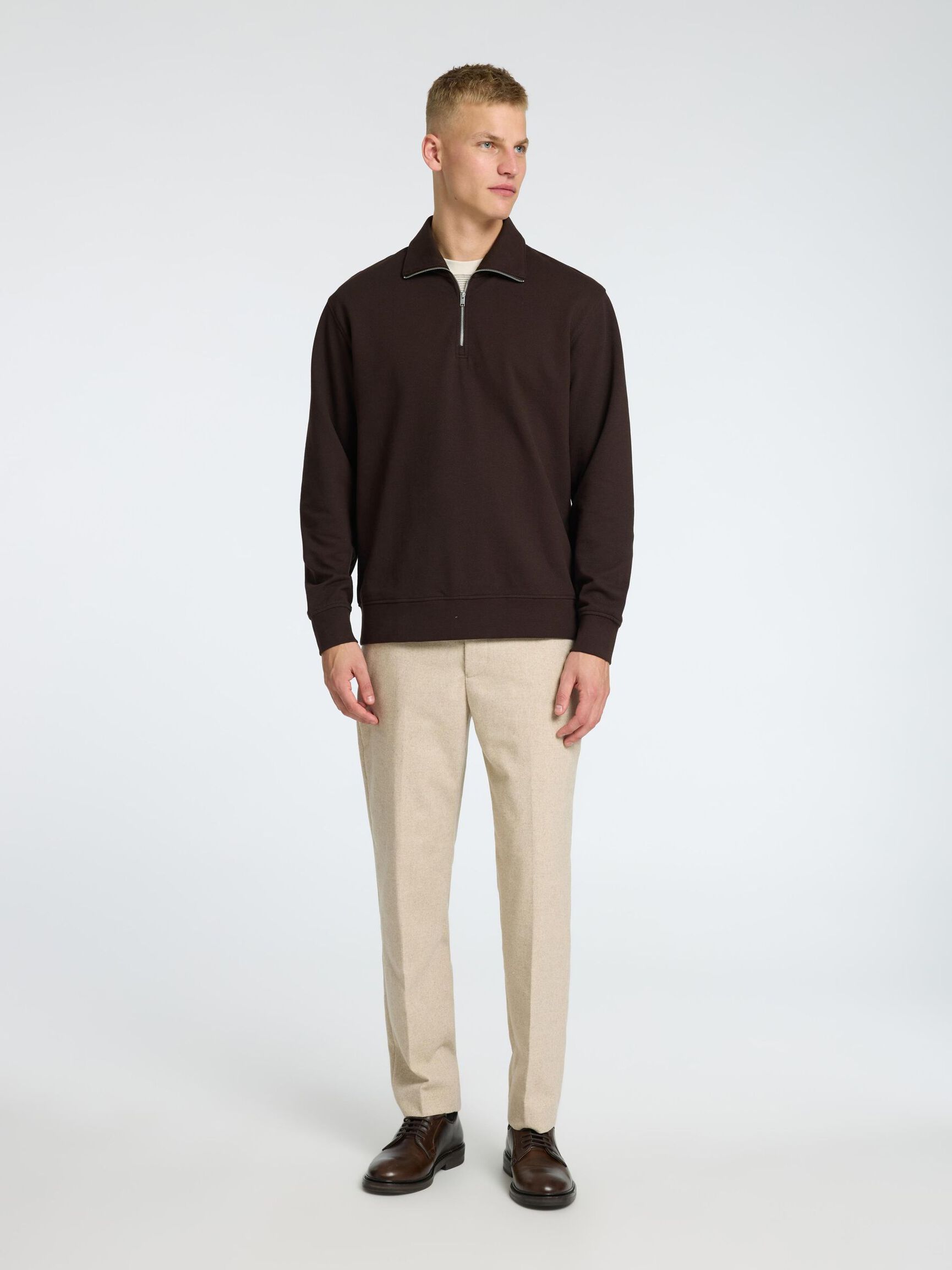 196 STRAIGHT FIT TROUSERS, Light Grey Melange, highres